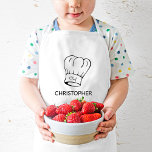 Delantal Infantil Gorra del chef personalizado<br><div class="desc">Este delantal personalizado es para el pequeño chef al que le gusta ayudar en la cocina o en la barbacoa. Se presenta un ilustracion del gorra de un chef clásico con la palabra "Chef" en escritura. Personalizar con el nombre del niño abajo en letra sans serif.</div>