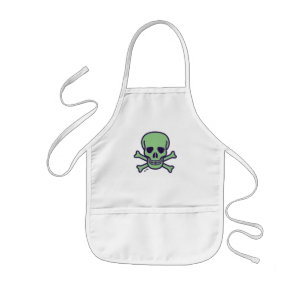 Delantal Infantil Green Skull, niños, piloto de cocinero blanco