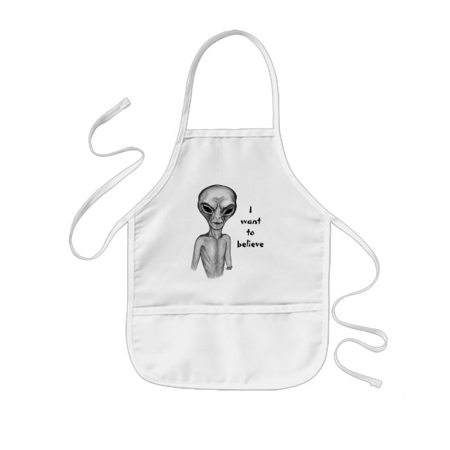 Delantal Infantil Grey Alien , quiero creer (Frente)
