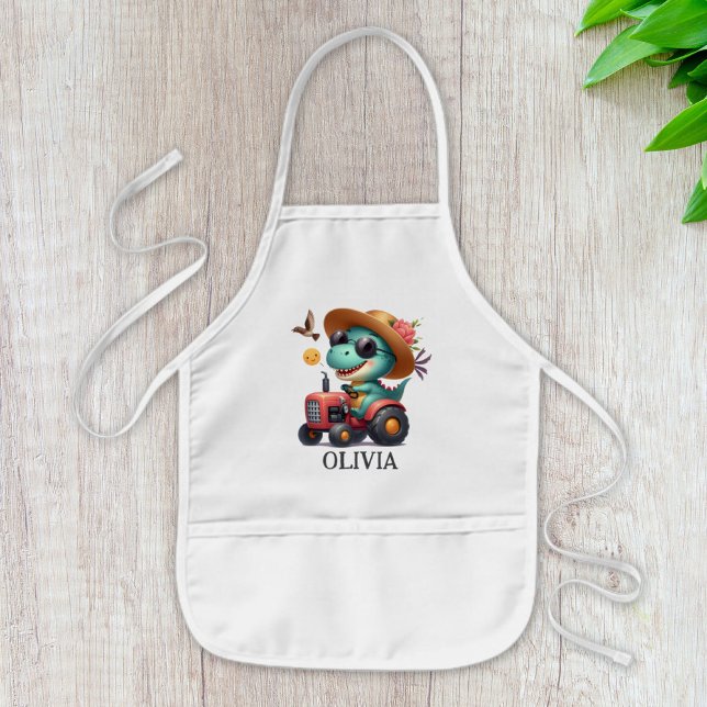 Delantal Infantil Guay Trex Dinosaur Farmer Driing Red Tractor (Subido por el creador)