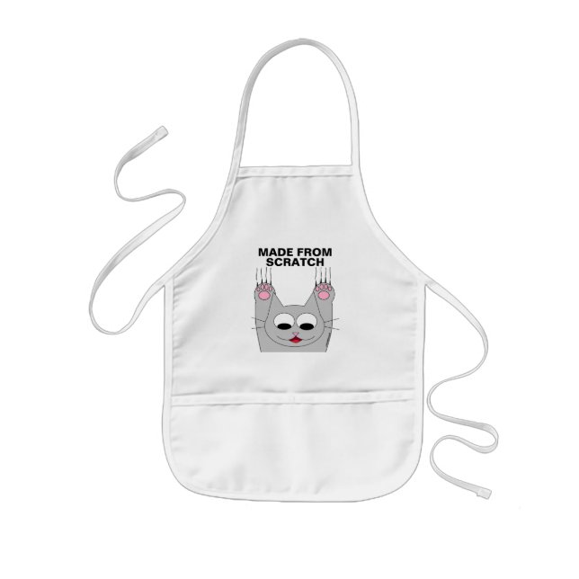 Delantal Infantil Hecha de Scratch Cute Sonriente Gato Apron para ni (Frente)