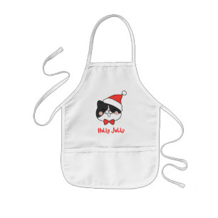 Delantal Infantil Holly Jolly Cute Kawaii Santa Cat