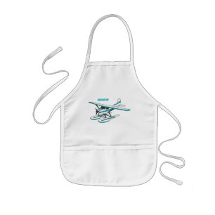 Delantal Infantil Ilustracion de hidroavión azul blanco