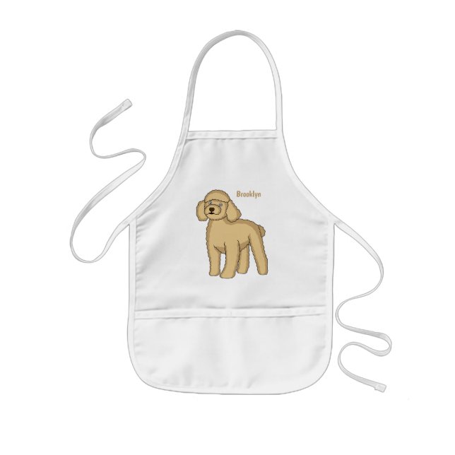 Delantal Infantil Ilustracion de personalizado de caniche marrón fel (Frente)