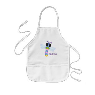Delantal Infantil Ilustracion de personalizado de libélula azul y ro