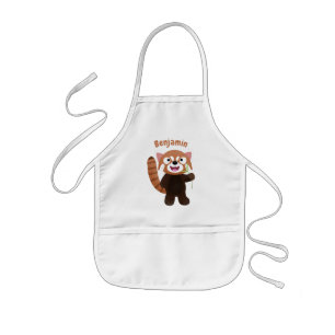 Delantal Infantil Ilustracion de personalizado de panda rojo