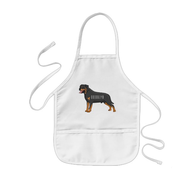 Delantal Infantil Ilustracion de personalizado de perro de Rottweile (Frente)