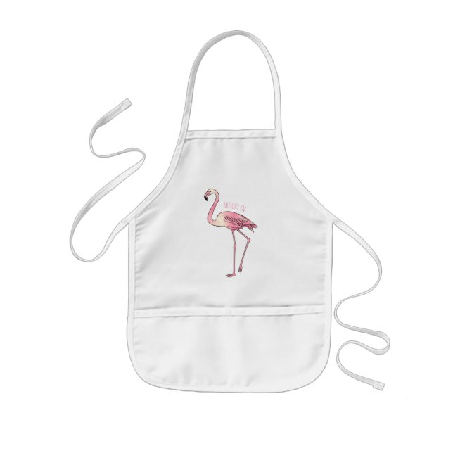 Delantal Infantil Ilustracion personalizado de aves de Flamingo (Frente)