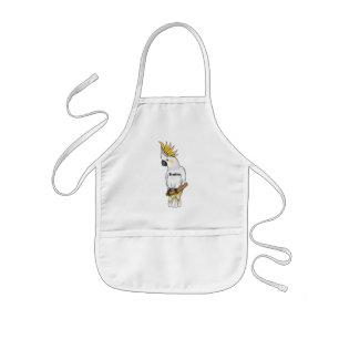 Delantal Infantil Ilustracion personalizado de cacatúa con crema de