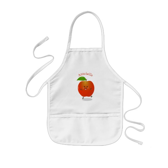 Delantal Infantil Ilustracion personalizado de manzana bailando a la (Frente)