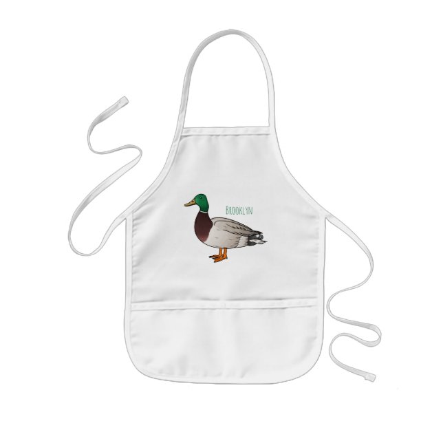 Delantal Infantil Ilustracion personalizado de pato mallard  (Frente)