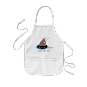 Delantal Infantil Ilustracion personalizado de pesca de cachorro de 