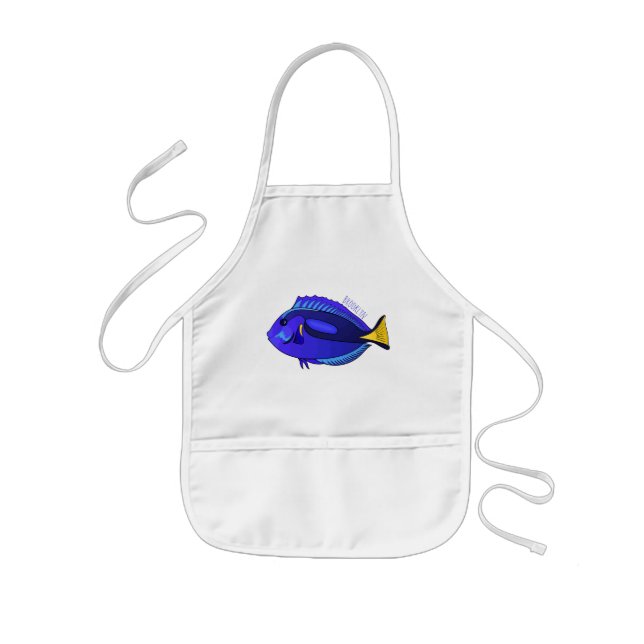 Delantal Infantil Ilustracion personalizado de pescado tang azul (Frente)