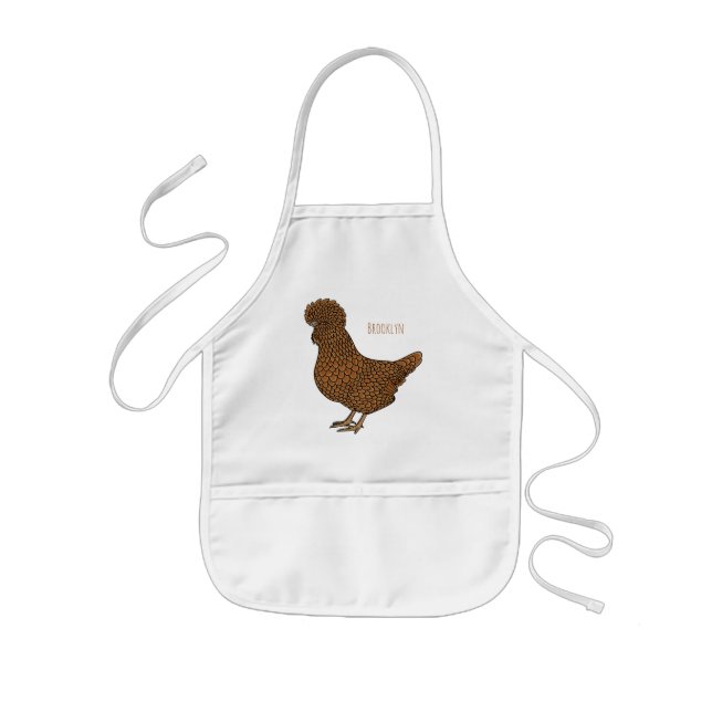 Delantal Infantil Ilustracion personalizado de pollo polaco Chamois (Frente)