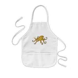 Delantal Infantil Ilustracion personalizado de pulpo de anillo azul