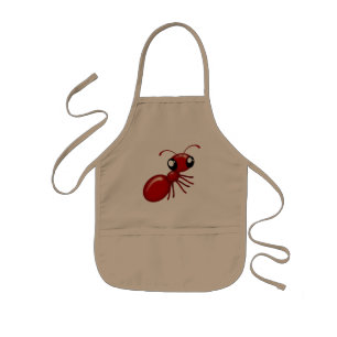 Delantal Infantil Juvenil Craft Apron con una gran hormiga roja pers