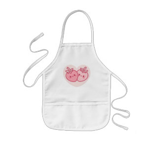Delantal Infantil Kawaii Pink Valentines Strawberries