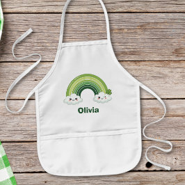 Delantal Infantil Kawaii St. Patrick’s Day Green Rainbow