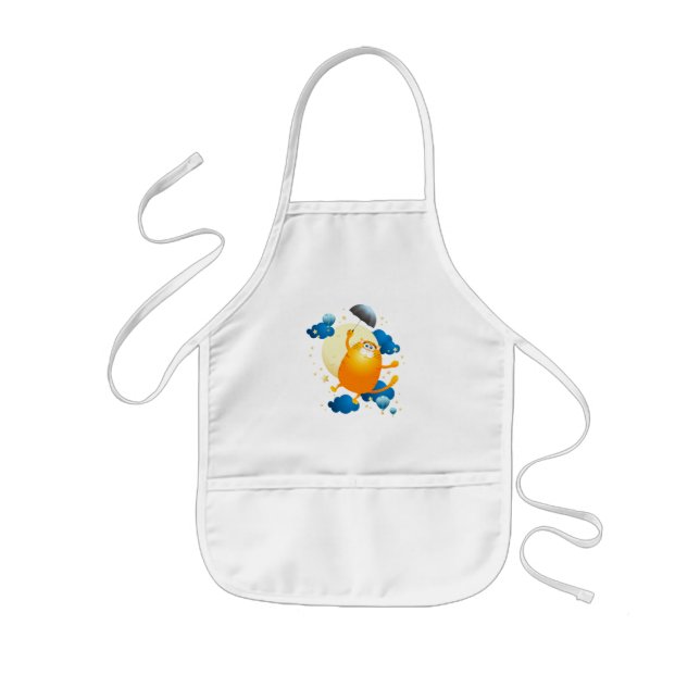 Delantal Infantil Kitten lindo volando con paraguas (Frente)