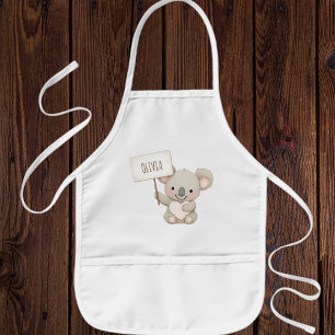 Delantal Infantil Koala Adorable Sosteniendo un Letrero con Nombre