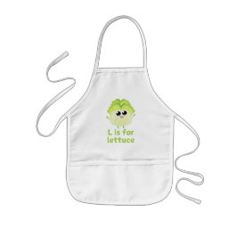 Delantal Infantil L es para LETTUCE Green Veggie Alphabet L