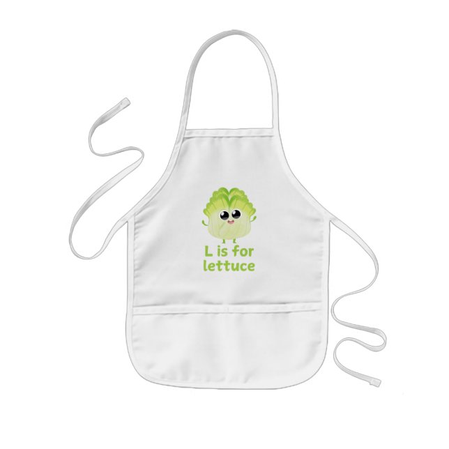 Delantal Infantil L es para LETTUCE Green Veggie Alphabet L (Frente)
