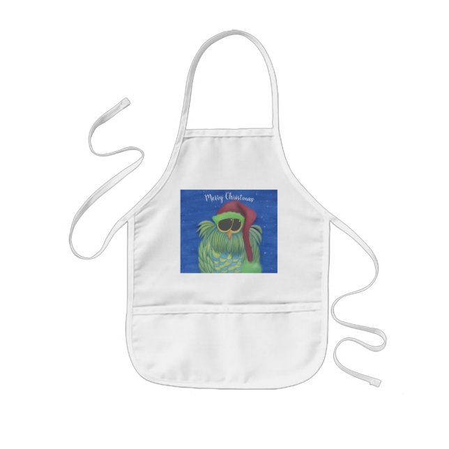 Delantal Infantil Lechuza Adorable con Apron de Niños de Santa Hat (Frente)