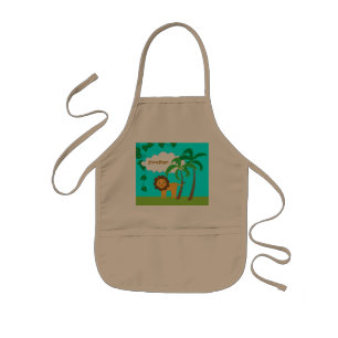 Delantal Infantil León en selva con las palmeras personalizadas
