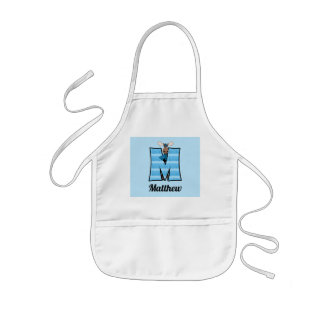 Delantal Infantil Letra monogramada del alce azul del niño M