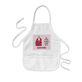 Delantal Infantil Letra rosa de la jirafa monogramada del niño nombr