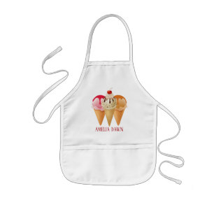 Delantal Infantil lindo helado Sundae agregar nombre