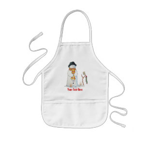 Delantal Infantil lindo snowman sonriendo escena de nieve para navid