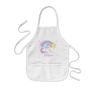 Delantal Infantil Lindo Unicornio Mágico Arcoíris Personalizado Hech
