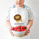 Delantal Infantil Lion Cute Personalizado<br><div class="desc">Este delantal para los amantes de los animales presenta un lindo ilustracion de león. Personalízalo con el nombre de su hijo en letras negras. ¡Hace un gran delantal para niños o chicas!</div>