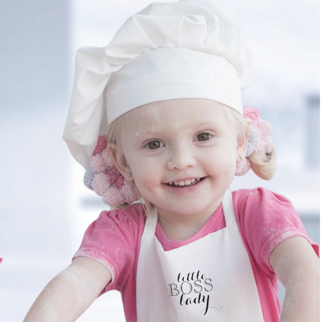 Delantal Infantil Little Boss Lady Black Script (Little Boss Lady Black Script Kids' Apron)