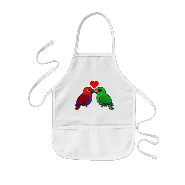 Delantal Infantil Loros de Eclectus en amor (Frente)