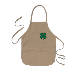 Delantal Infantil Lucky 4 Leaf Irish Clover kids niños khaki cociner