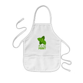 Delantal Infantil M es para MINT Green Veggie Alphabet M