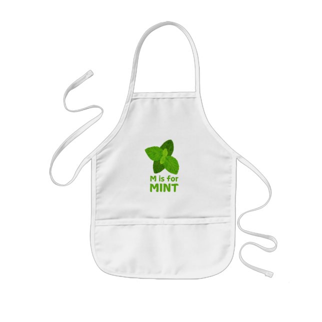 Delantal Infantil M es para MINT Green Veggie Alphabet M
