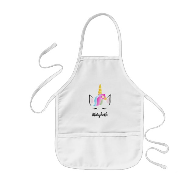 Delantal Infantil Magnífico Girly lindo unicornio personalizado (Frente)