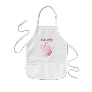 Delantal Infantil Mariposa color agua rosa con nombre personalizado