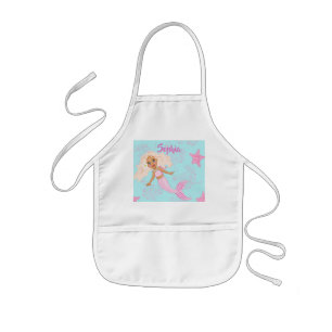 Delantal Infantil Mermaid Cute Pink Blue Girfish