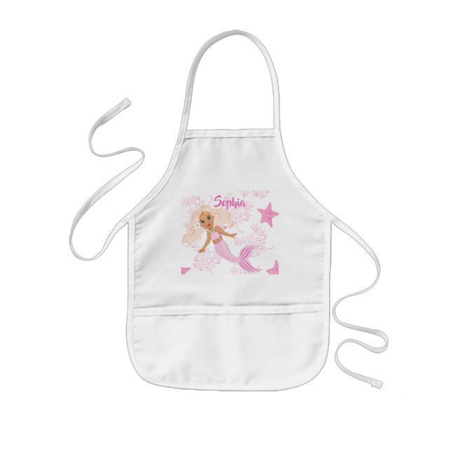 Delantal Infantil Mermaid Cute Pink Girly Starfish (Frente)