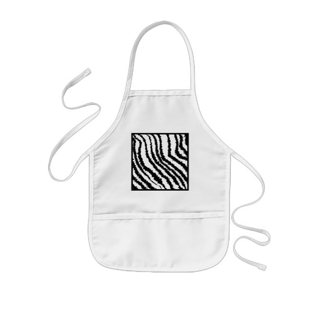 Delantal Infantil Modelo blanco y negro del estampado de zebra (Frente)