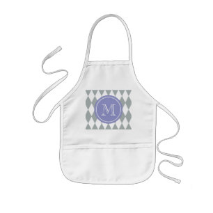 Delantal Infantil Modelo del Harlequin del blanco gris, monograma