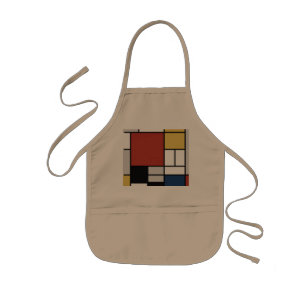 Delantal Infantil Mondrian Pintura de Plano Rojo Amarillo Azul Gris