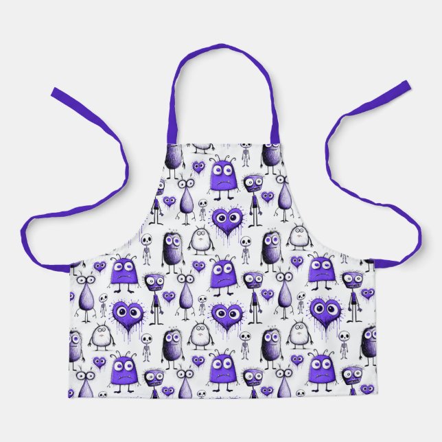 Delantal infantil Monstruo Morado (Anverso)