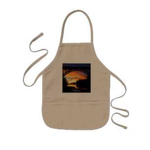 Delantal Infantil Naranja California Coastal Sunset Under Bridge