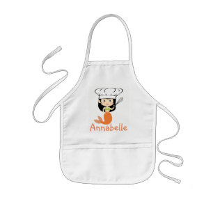 Delantal Infantil Naranja Mermaid Chef Personalizado