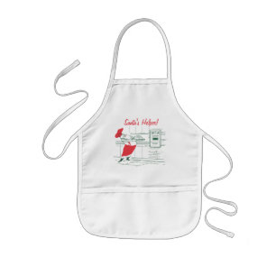 Delantal Infantil Navidad Vintage, Santa Claus Chef y Pavo